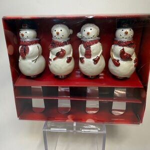 St. Nicholas Square Snowman Stocking Holders - Red, White, and Black